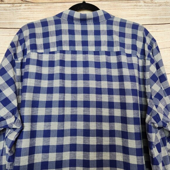 UntuckIt Anderson Long Sleeve Shirt Men's XXL Royal Blue Gray Cotton Linen - Picture 10 of 13